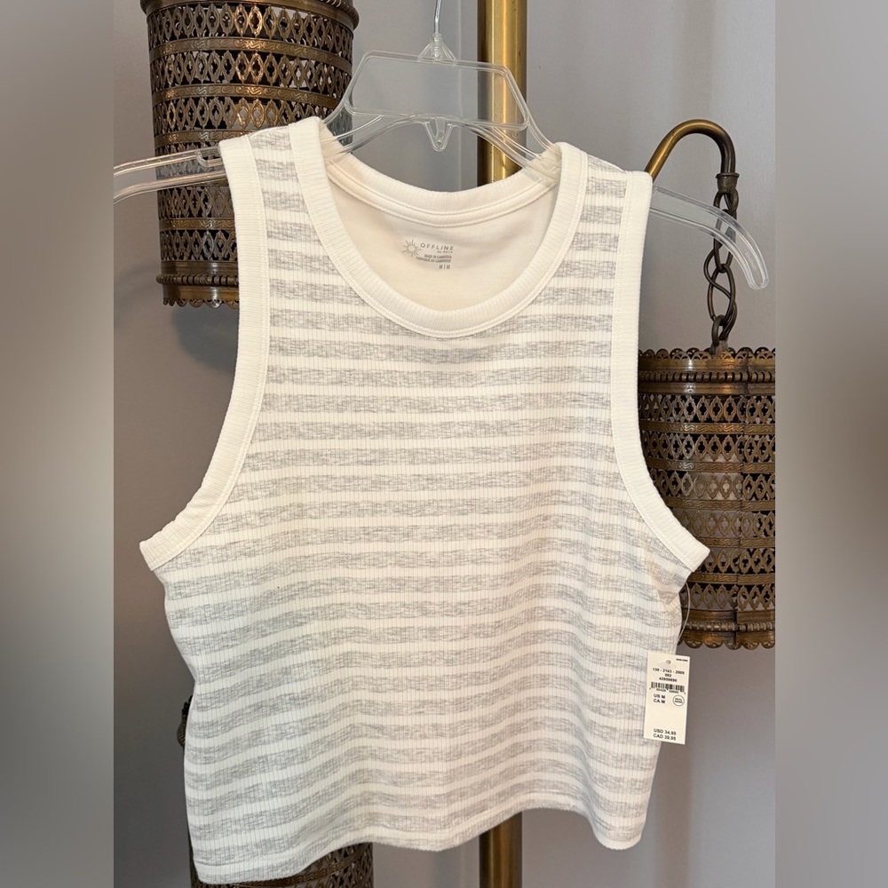 NWT, OFFLINE By Aerie Thumbs Up Heavyweight Cropped Tank Top, Built in Bra